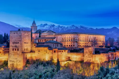 The Alhambra in Granada at dusk