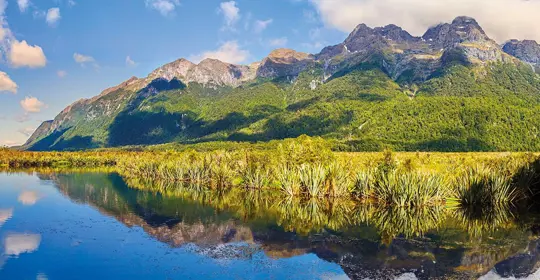 Mountains and river in New Zealand