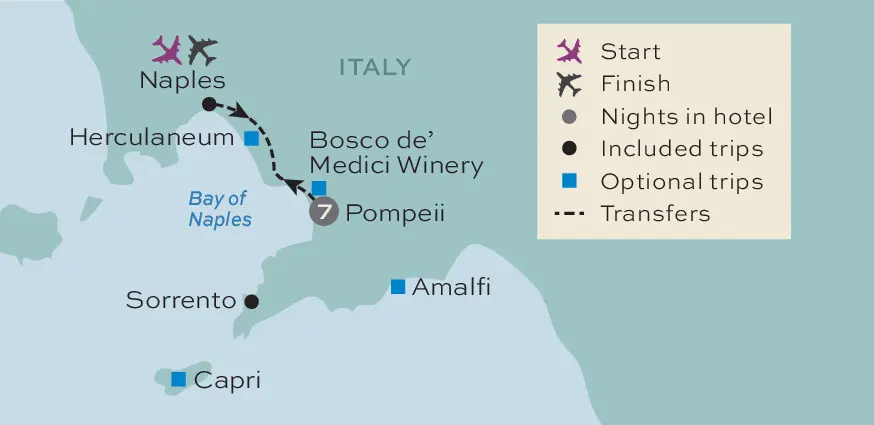 Just You - Pompeii, Sorrento & the Bay of Naples Tour Map