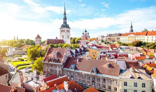 City of buildings and green trees, The Baltics