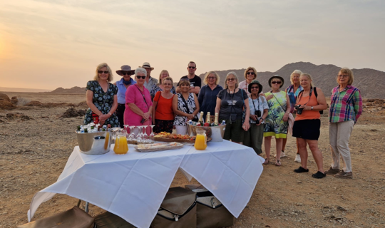 Customers enjoying dinner outdoors in Namibia